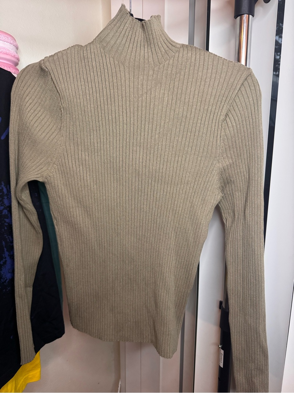 ZARA Ribbed Open-Front Cardigan in Olive